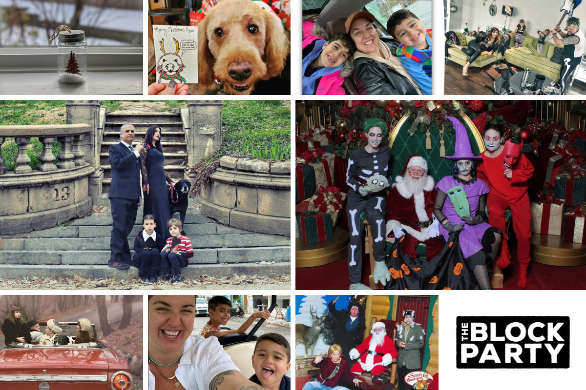 a collage of holiday photos of people from the Writer's Block Solutions team