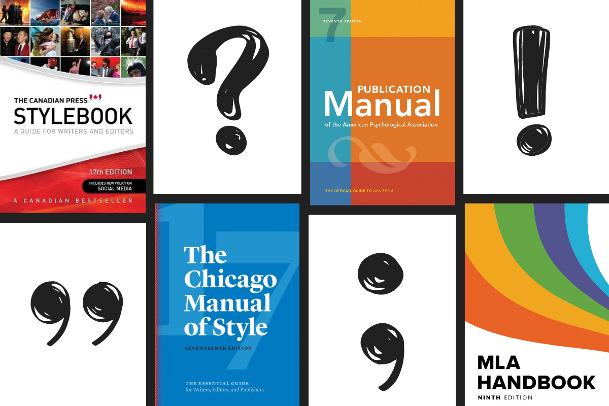 a collage of book covers for well-known English style guides