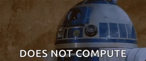 a gif of R2 D2 falling over, overlaid with the words "Does not compute"