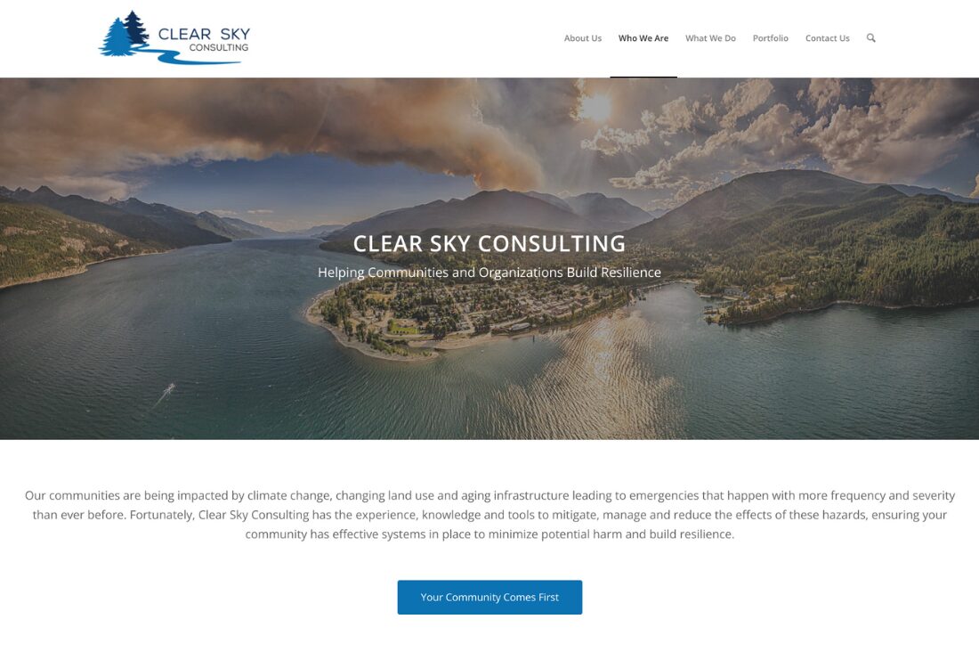 the home page of Clear Sky Consulting's website